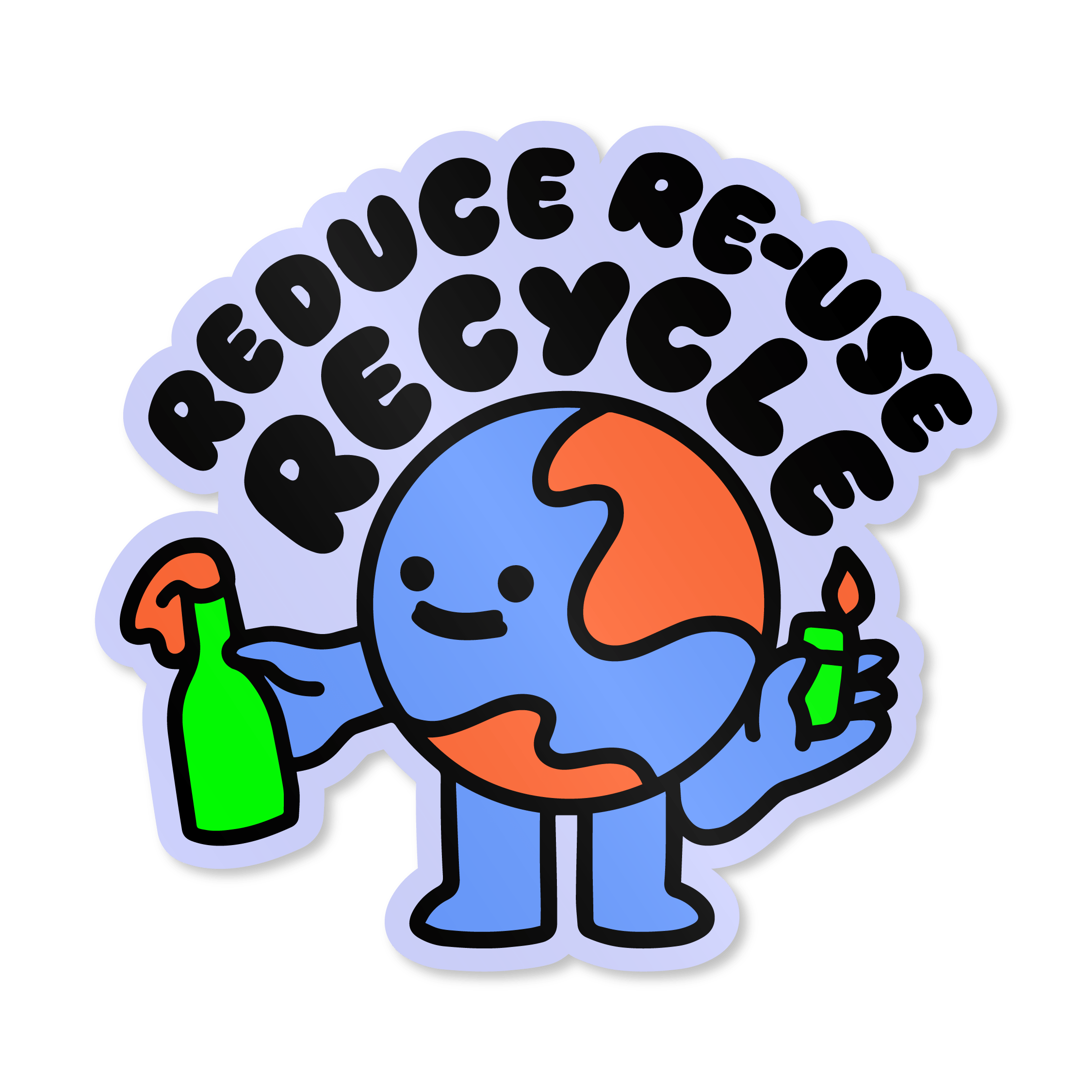 'Reduce Reuse Recycle' Earth Vinyl Sticker Carla Scotto
