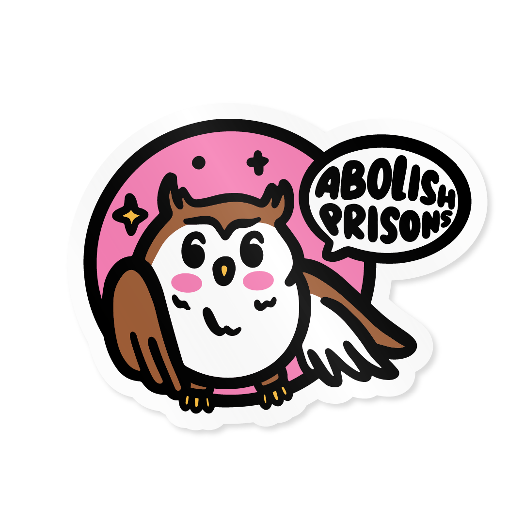 Abolish Prisons Owl Vinyl Sticker