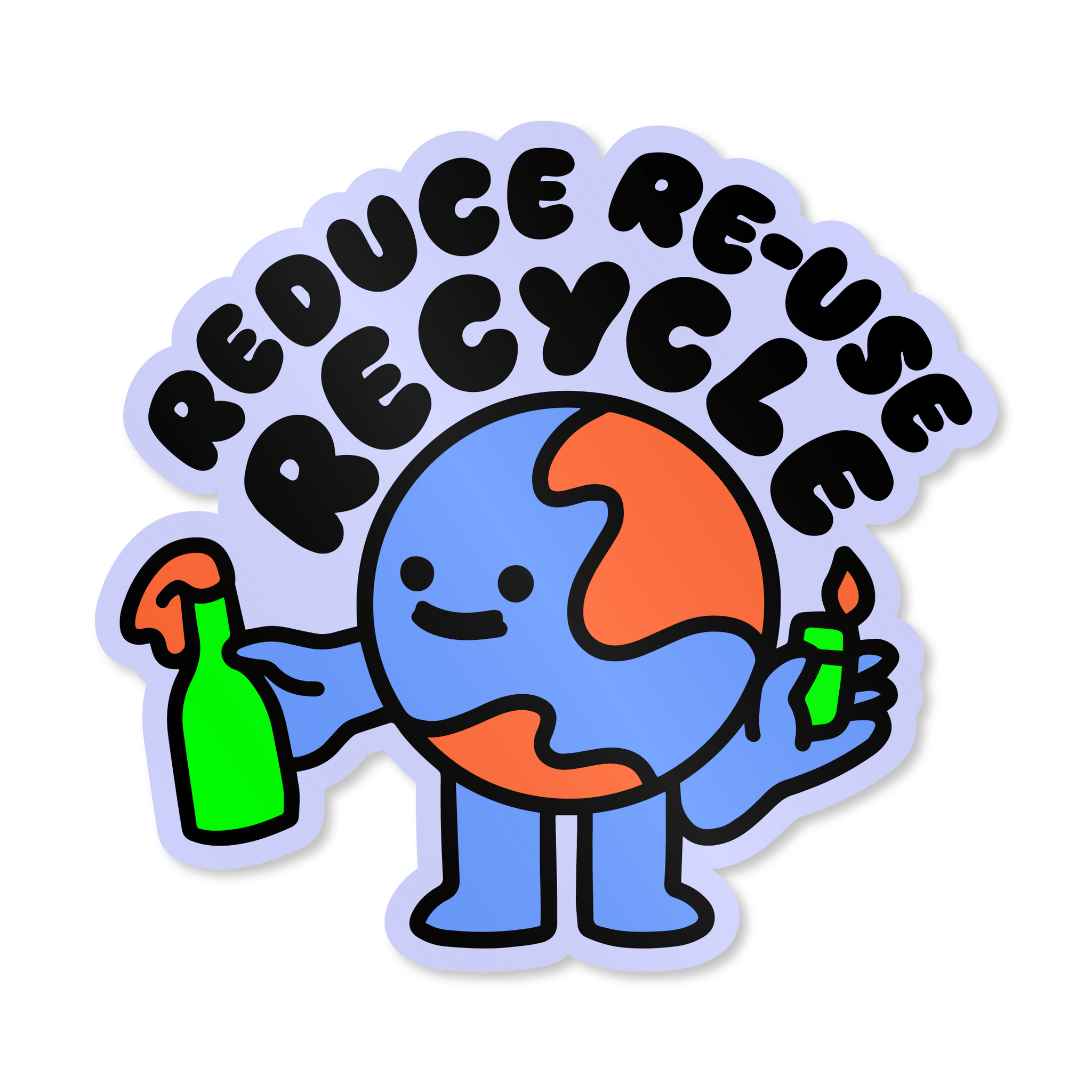 'Reduce Reuse Recycle' - Earth Vinyl Sticker