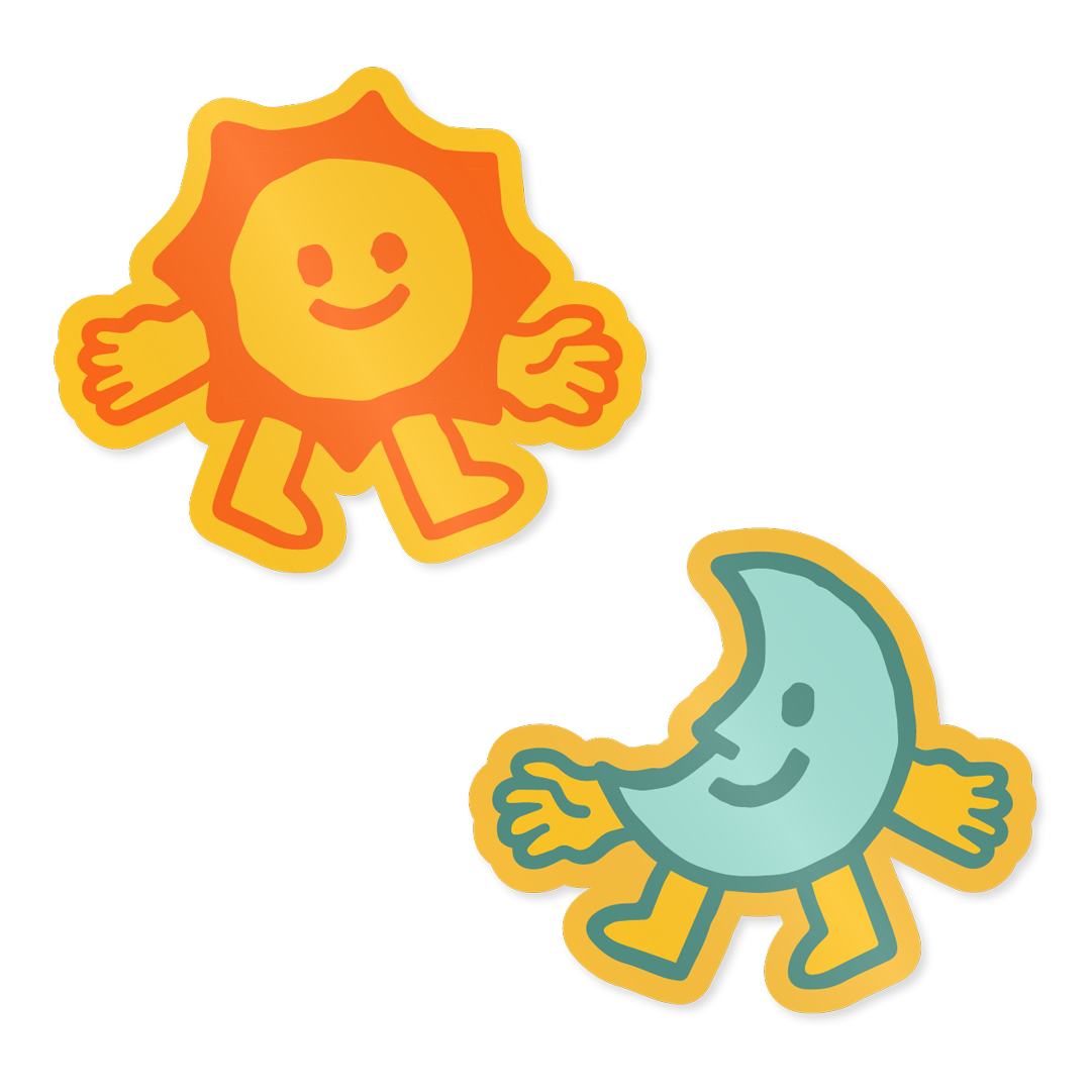 Sun & Moon Keychain/Sticker Bundle